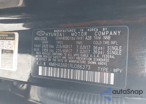 2024 Hyundai Kona Se from USA, damaged, VIN KM8HA3AB1RU086373